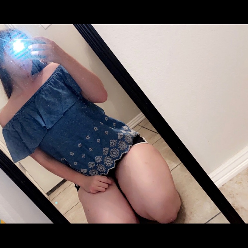 Off shoulder Denim Shirt